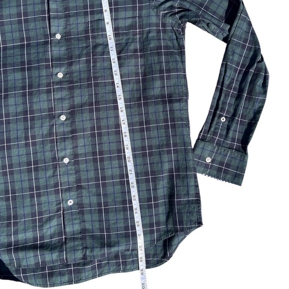 J. McLaughlin Men Dark Green Plaid Button Down Shirt Size Medium - Picture 6 of 8